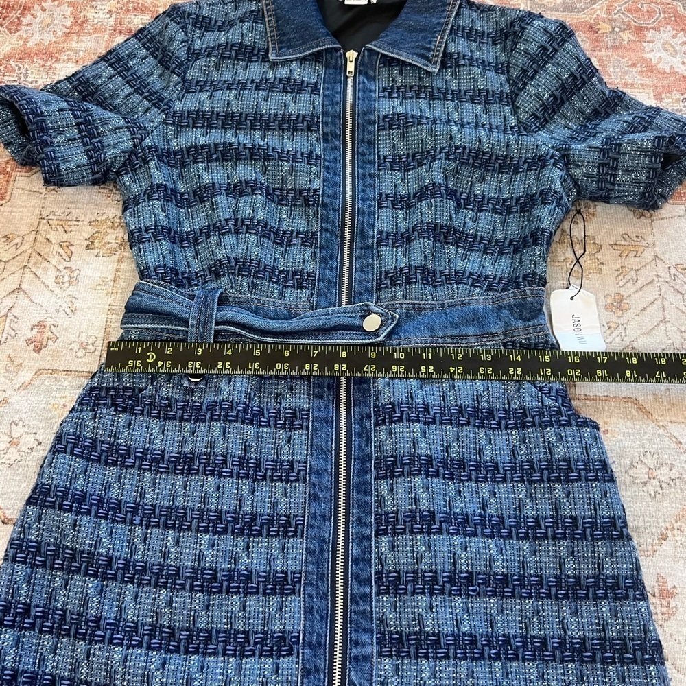 Jason Wu Collared Tweed Denim Mini Belted Dress Womens Size M NWT - Picture 5 of 9